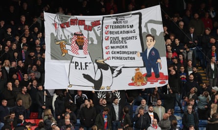 The banner in question at Selhurst Park.