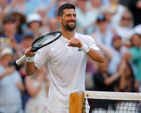 Novak Djokovic celebrates aft his triumph complete Flavio Cobolli.
