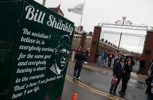 A Bill Shankly quote painted on a wall outside Anfield.