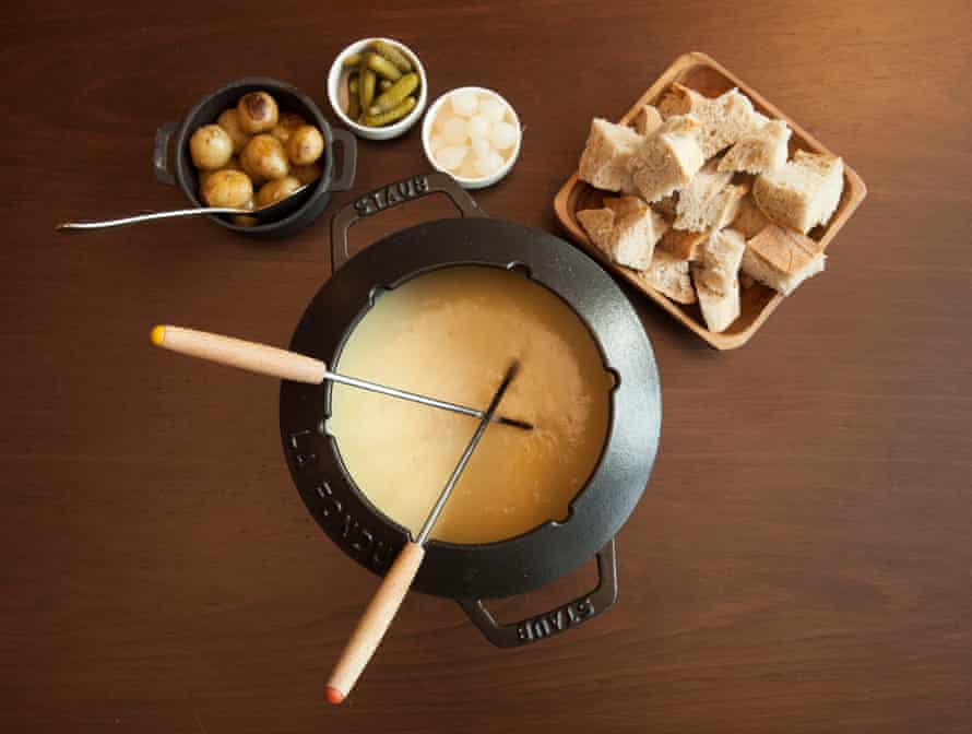 The ‘Classic Mountain Fondue’ with accompaniments, at Haugen restaurant, Stratford.