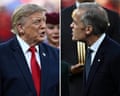 Composite of Trump and Carney, both appearing to speak intensely