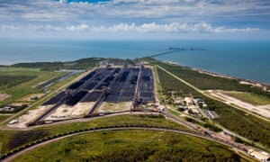 Abbot Point coal terminal, surrounded by wetlands and coral reefs