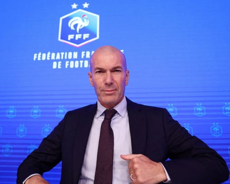 Zinedine Zidane is presented as France’s new head coach at the French Football Federation headquarters in Paris