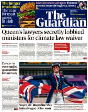 Guardian front page, Thursday, July 29, 2021