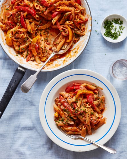 Becky Excell’s one-pot cajun tomato pasta.