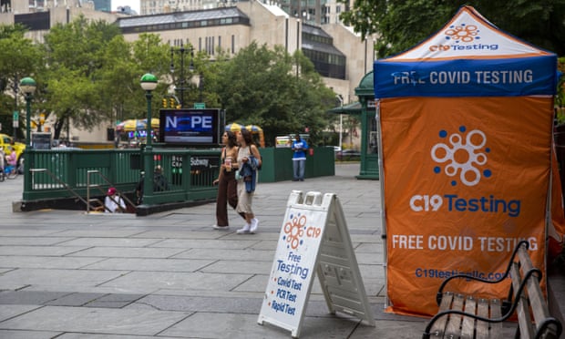 A mobile Covid test site is seen in New York City.