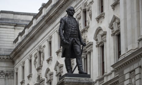 The statue of Robert Clive stands outside the Foreign Office