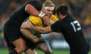 David Pocock battles the All Blacks.