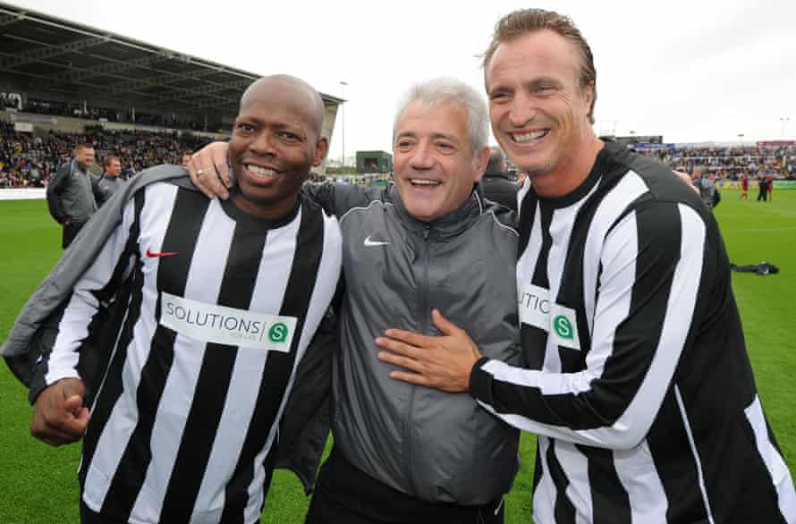 Asprilla, Kevin Keegan and David Ginola are reunited for a charity match against Liverpool in 2011.