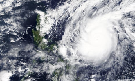 Super typhoon Goni moving around the Philippines on Sunday.