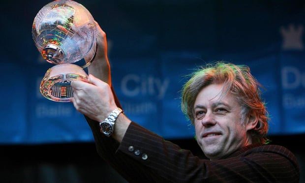 Bob Geldof receiving the Freedom of Dublin City in a ceremony outside Mansion House in Dublin