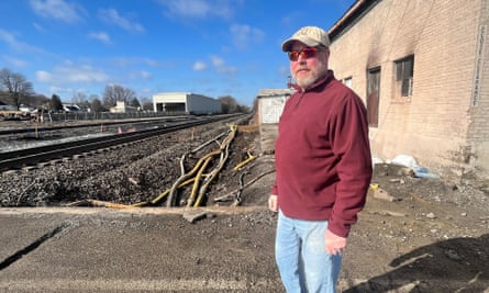 Local resident Ben Terwilliger, 52, at the derailment site, about 300m from his home.