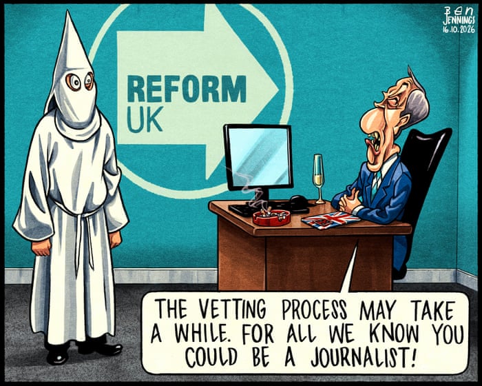 Ben Jennings on Reform UK’s council candidates – cartoon