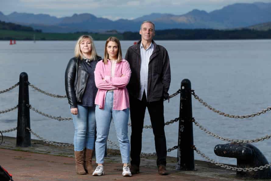 The leading cast of Lena – Erin Armstrong as Lena, Alan McHugh as Victor and Julie Combe as Hilda Zavaroni.