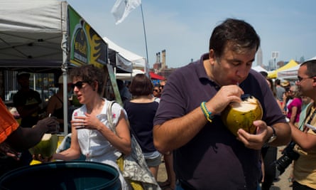 Mikheil Saakashvili on the Williamsburg waterfront in Brooklyn, New York City, in August 2014.