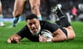 New Zealand v Argentina - The Rugby Championship<br>AUCKLAND, NEW ZEALAND - AUGUST 17: Caleb Clarke of New Zealand scores a try during The Rugby Championship match between New Zealand All Blacks and Argentina at Eden Park on August 17, 2024 in Auckland, New Zealand. (Photo by Hannah Peters/Getty Images)