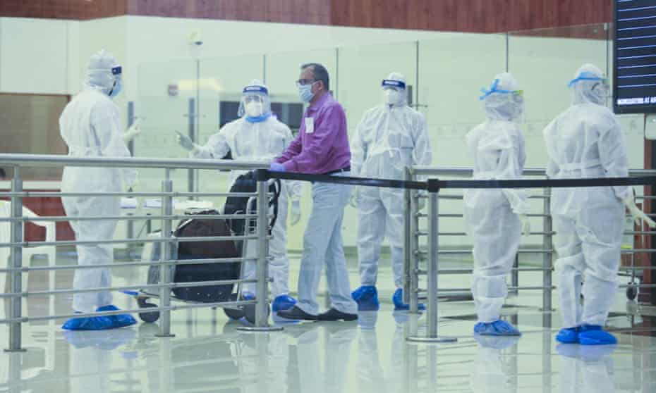 Airport arrivals in Kerala, India, following lockdown in May 2020 … ‘Living through the pandemic in Kerala was not living through it in Britain.’