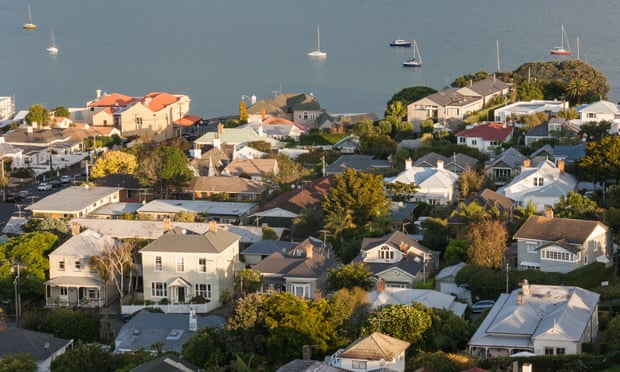 Aerial view of houses in Devonport, New Zealand
