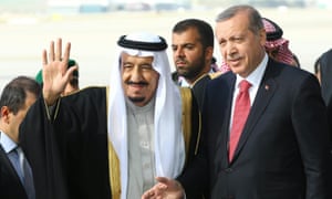 Recep Tayyip Erdoğan and King Salman bin Abdulaziz Al Saud