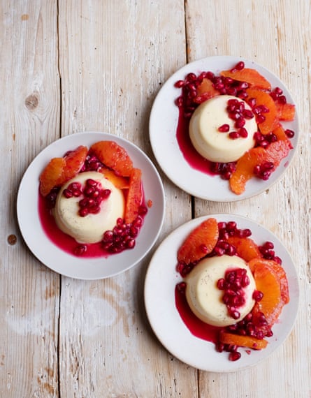 ‘The perfect wobble’: panna cotta with blood orange and pomegranate.
