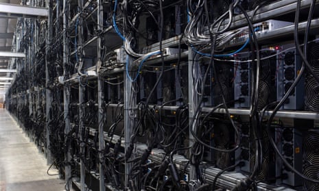 Bitcoin mining machines at a facility on Rockdale, Rexas.