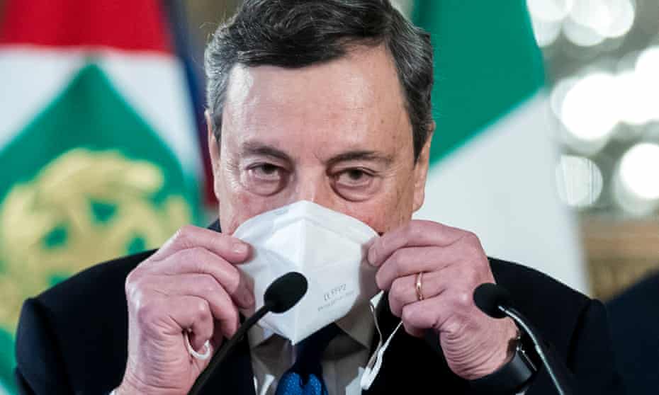 Mario Draghi accepting his mandate as prime minister in Rome on Wednesday.