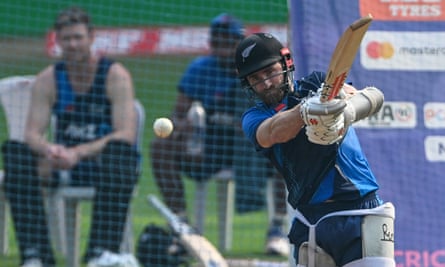 New Zealand's Kane Williamson bats during a nets session.