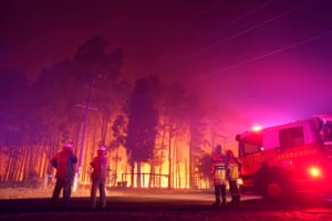 Firefighters attend the fire at Wooroloo on Monday night