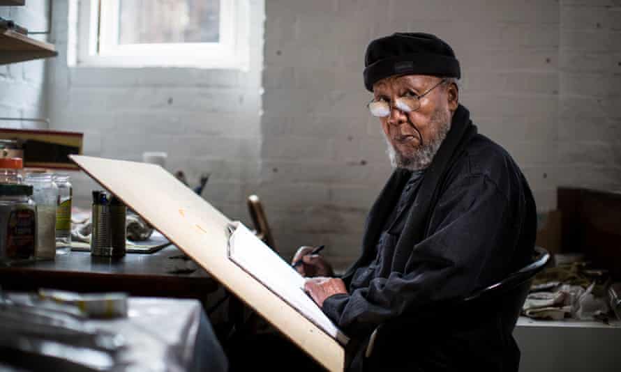 Ibrahim al-Salahi pictured at his Oxfordshire studio ahead of the Tate retrospective in 2013.