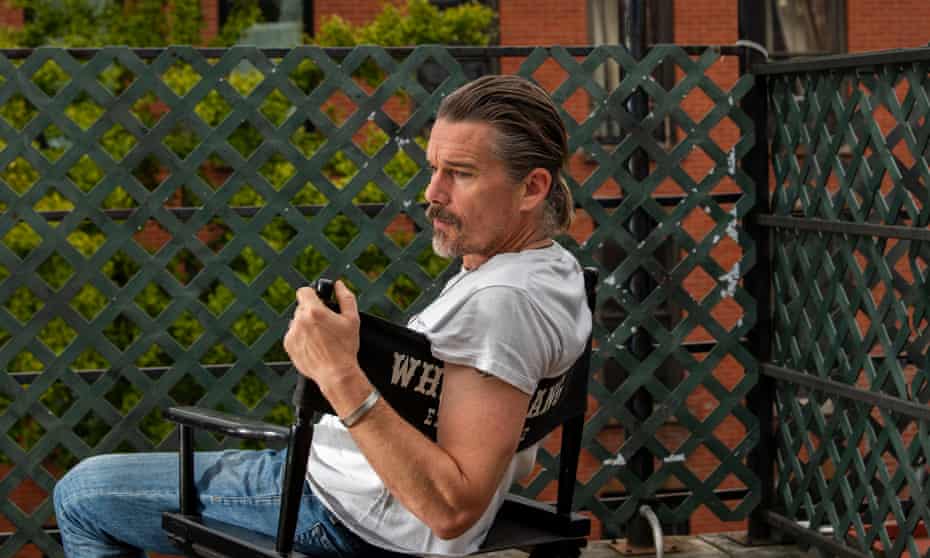 Ethan Hawke on his roof in Brooklyn, New York, October 2020
