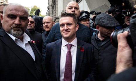 Tommy Robinson arrives at the Old Bailey.