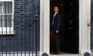 Britain’s Secretary of State for Foreign and Commonwealth Affairs Jeremy Hunt arrives in Downing Street for this morning’s cabinet meeting in Westminster, London