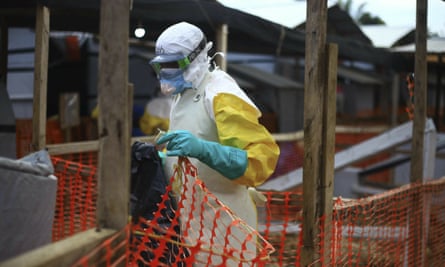 An Ebola health worker at a treatment centre in Beni, eastern Congo