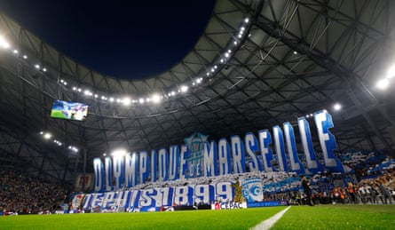 Marseille fans welcome PSG to the Vélodrome.