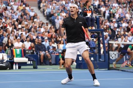 Taylor Fritz wins a point against Jannick Sinner during last year’s US Open final