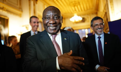 Cyril Ramaphosa visits business stalls during the South Africa Business Forum in London, as part of his state visit to the UK