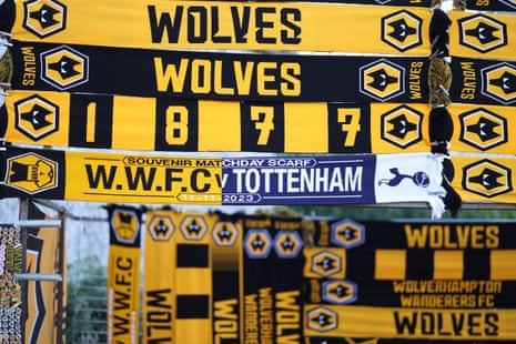 Matchday merchandise on sale outside Molineux.