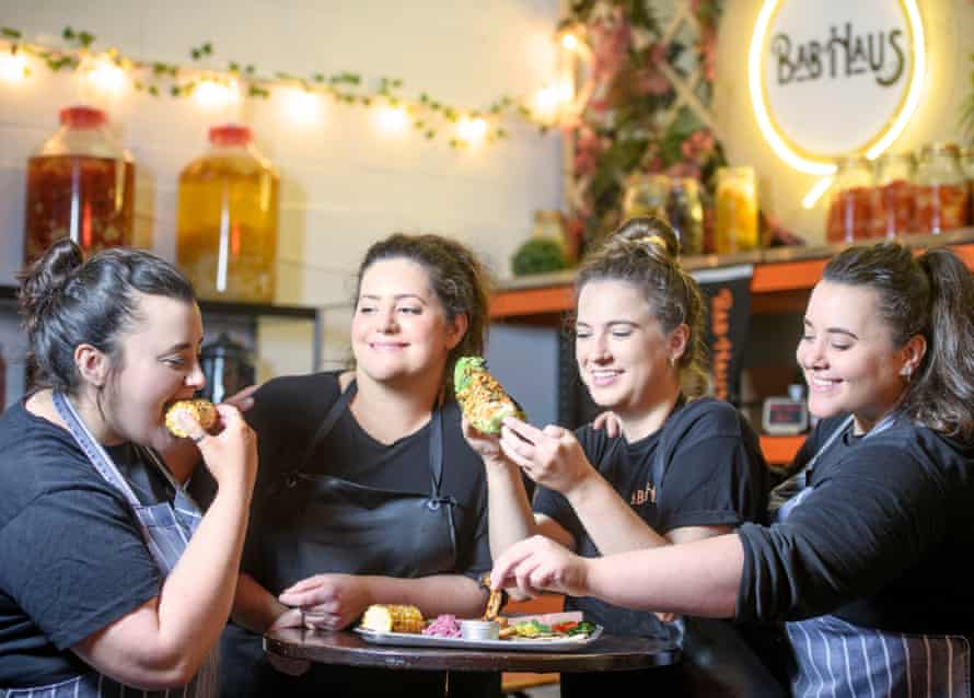 Rebecca Goad, centre right, and Sophia, Leyli and Soraya Homayoonfarof Bab Haus