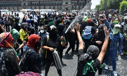 Demonstrators protest against the rejection of the law to decriminalize abortion in Veracruz, Mexico.