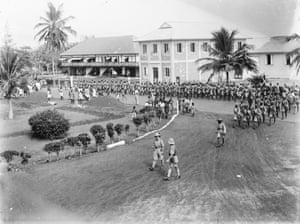 A procession of Gold Coast troops on Empire Day, 1930