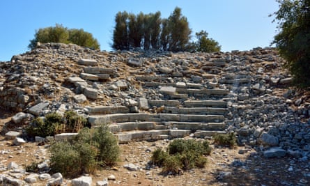Ruins of amphitheatre in Amos ancient site on Bozburun peninsula near Marmaris resort town in Turkey. P90Y9M Ruins of amphitheatre in Amos ancient site on Bozburun peninsula near Marmaris resort town in Turkey.