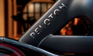 A stationary bicycle inside of a Peloton store