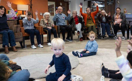 ‘I love the children’ … residents join the nursery’s toddlers for singing.