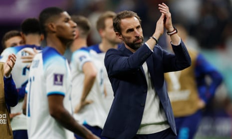 Gareth Southgate applauds the England supporters after his side lost to France.