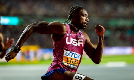 Noah Lyles running during the 200m semi-finals