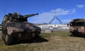 A Rheinmetall Boxer CRV is seen outside Parliament House in Canberra
