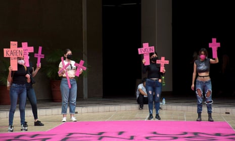 Activists demonstrate against domestic violence and femicides in the city of Culiacan, Sinaloa state, Mexico, last week.