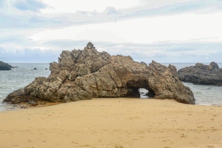 The distinct rock formations that line the beach along the western end of Back Bay, Rocky Point.