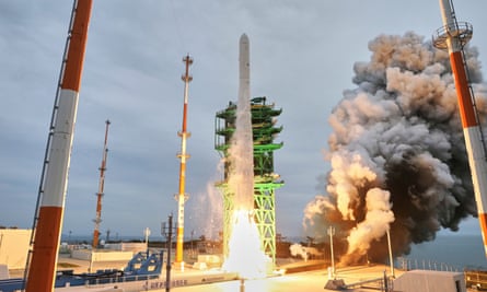 South Korea’s homegrown Nuri rocket, carrying eight satellites, lifts off from Naro space centre in Goheung, South Jeolla province.