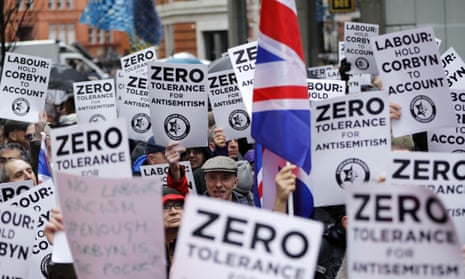 A 2018 protest against antisemitism outside the Labour party HQ.